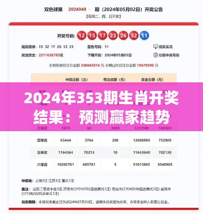 2024年353期生肖开奖结果：预测赢家趋势