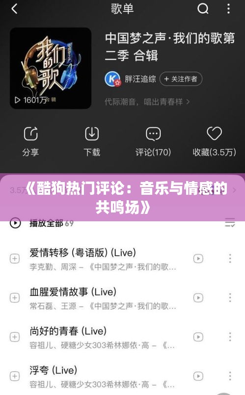 《酷狗热门评论：音乐与情感的共鸣场》