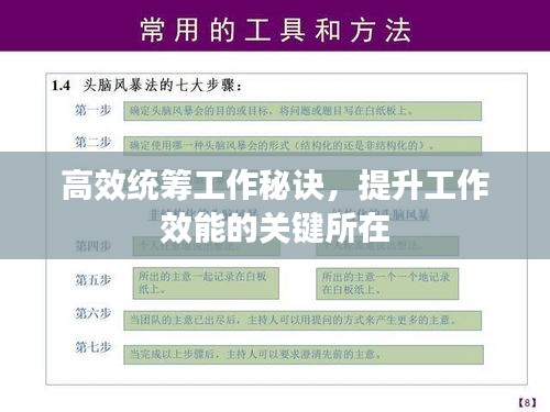 高效统筹工作秘诀，提升工作效能的关键所在