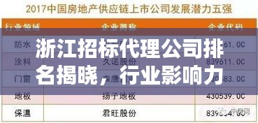 浙江招标代理公司排名揭晓，行业影响力不容小觑！