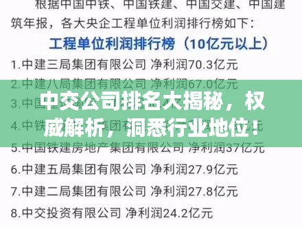 中交公司排名大揭秘，权威解析，洞悉行业地位！