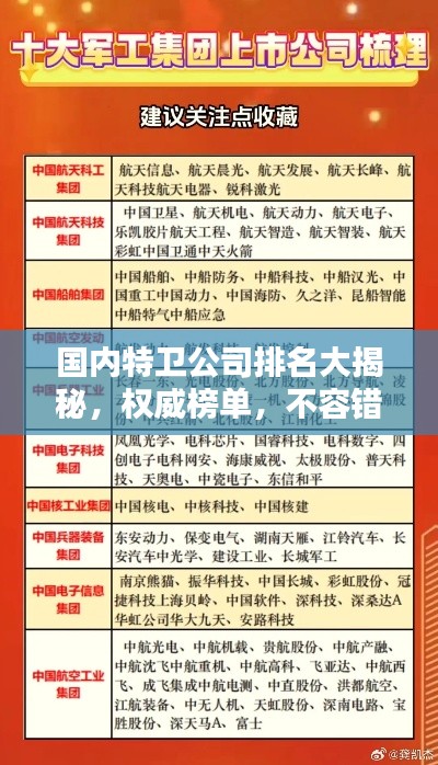 国内特卫公司排名大揭秘，权威榜单，不容错过！